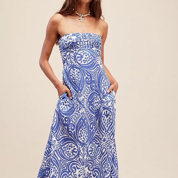 shona joy coral strapless dress